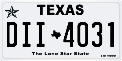 TX license plate DII4031