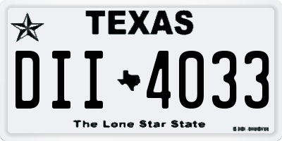 TX license plate DII4033