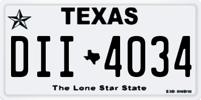 TX license plate DII4034