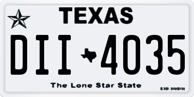 TX license plate DII4035