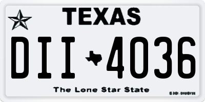 TX license plate DII4036
