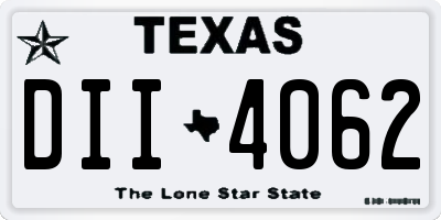 TX license plate DII4062