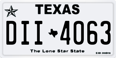 TX license plate DII4063