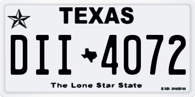 TX license plate DII4072