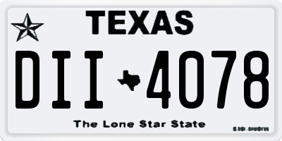 TX license plate DII4078