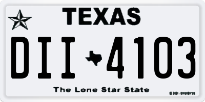 TX license plate DII4103