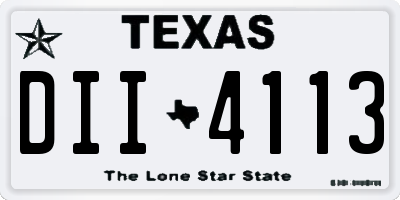 TX license plate DII4113