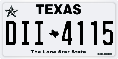 TX license plate DII4115