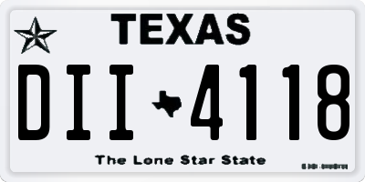 TX license plate DII4118