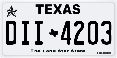 TX license plate DII4203