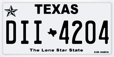TX license plate DII4204