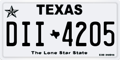 TX license plate DII4205
