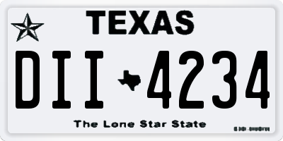 TX license plate DII4234