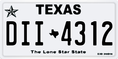 TX license plate DII4312