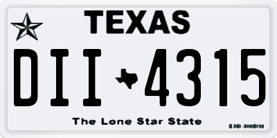 TX license plate DII4315