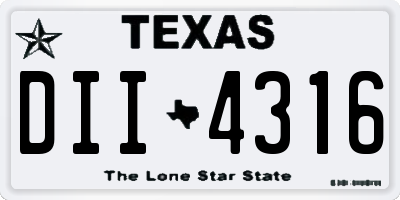 TX license plate DII4316