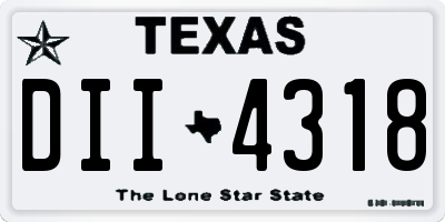TX license plate DII4318