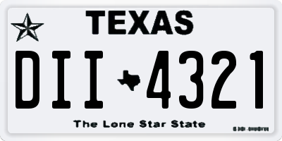 TX license plate DII4321