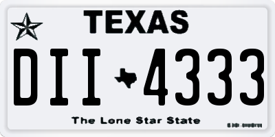 TX license plate DII4333
