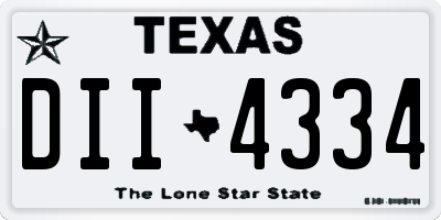TX license plate DII4334