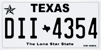 TX license plate DII4354