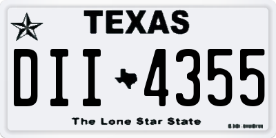 TX license plate DII4355