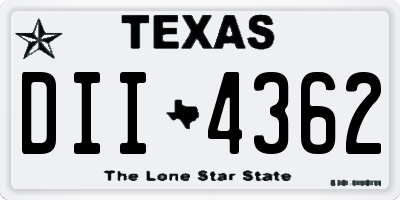 TX license plate DII4362