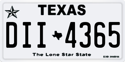 TX license plate DII4365