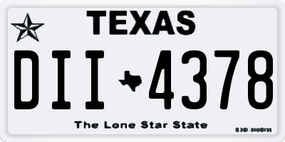 TX license plate DII4378