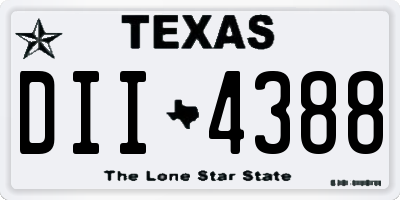 TX license plate DII4388