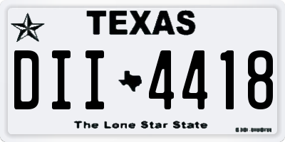 TX license plate DII4418
