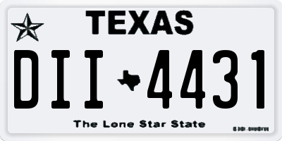 TX license plate DII4431