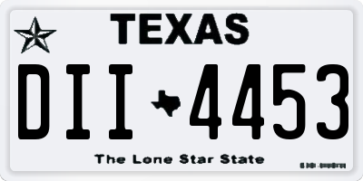 TX license plate DII4453