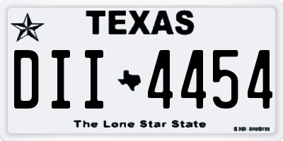 TX license plate DII4454