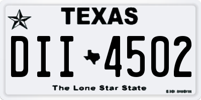 TX license plate DII4502