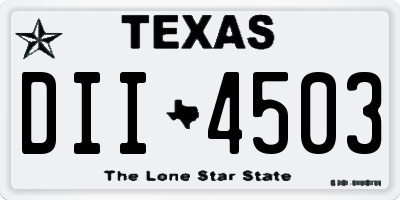 TX license plate DII4503