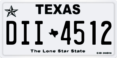 TX license plate DII4512