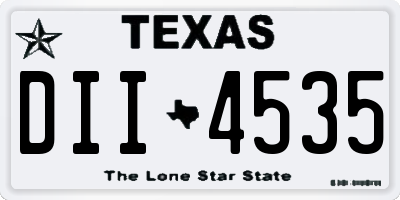 TX license plate DII4535
