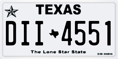 TX license plate DII4551