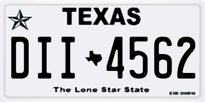 TX license plate DII4562