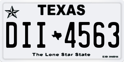 TX license plate DII4563
