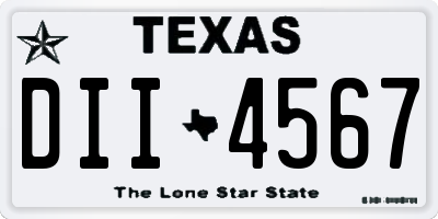 TX license plate DII4567