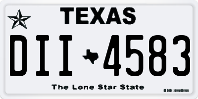 TX license plate DII4583