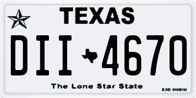 TX license plate DII4670