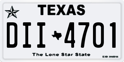 TX license plate DII4701