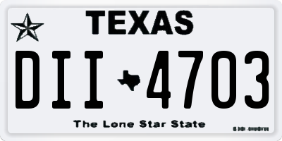 TX license plate DII4703