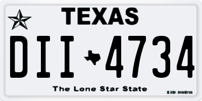 TX license plate DII4734