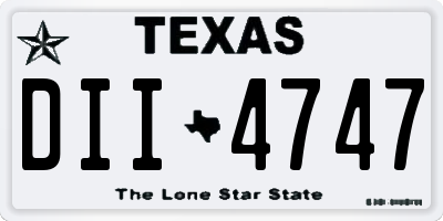 TX license plate DII4747