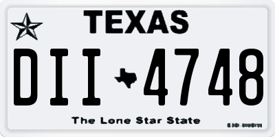 TX license plate DII4748