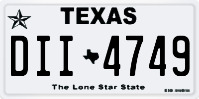 TX license plate DII4749